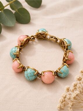 Vintage Gumdrop Pink and Blue Stone Bracelet